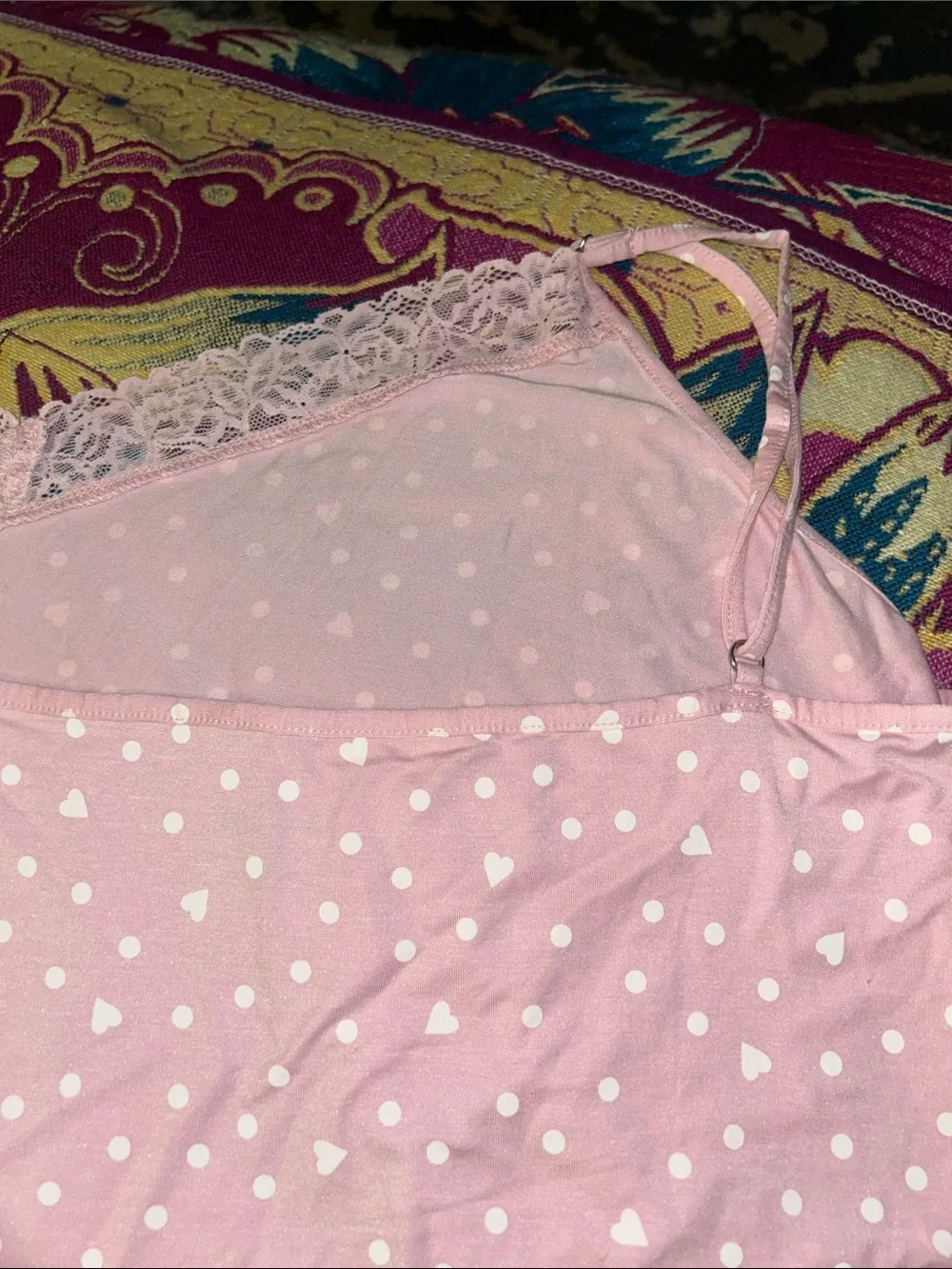 NWT pink hearts and polka dot sleep top camisole